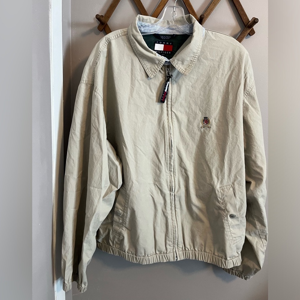 Vintage Tommy Hilfiger Full Zip Harrington Jacket Large Beige XL READ